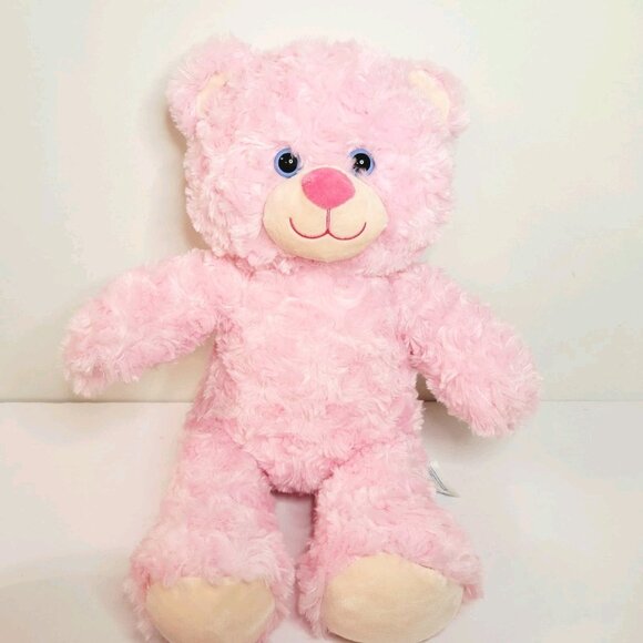 Build A Bear Cuddles Pink Teddy Bear Swirly Fur Heart Nose 2018 Stuffed Toy - Picture 1 of 5